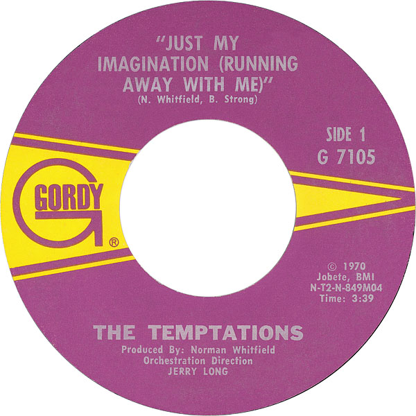 JUST MY IMAGINATION (Running Away With Me) - The Temptations record cover