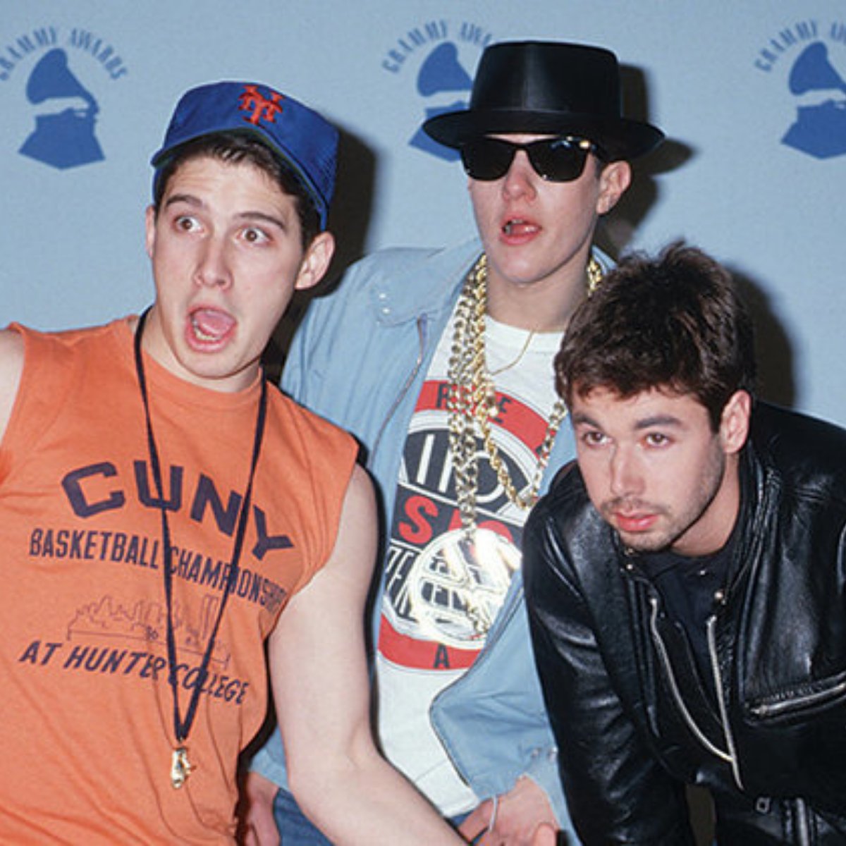 The Beastie Boys posing at the 1987 Grammy Awards